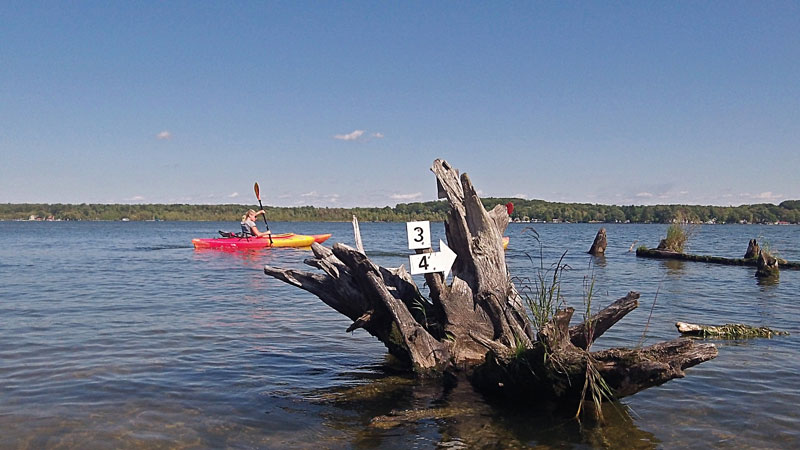 back out in hamlin lake after the first section of canoe trail