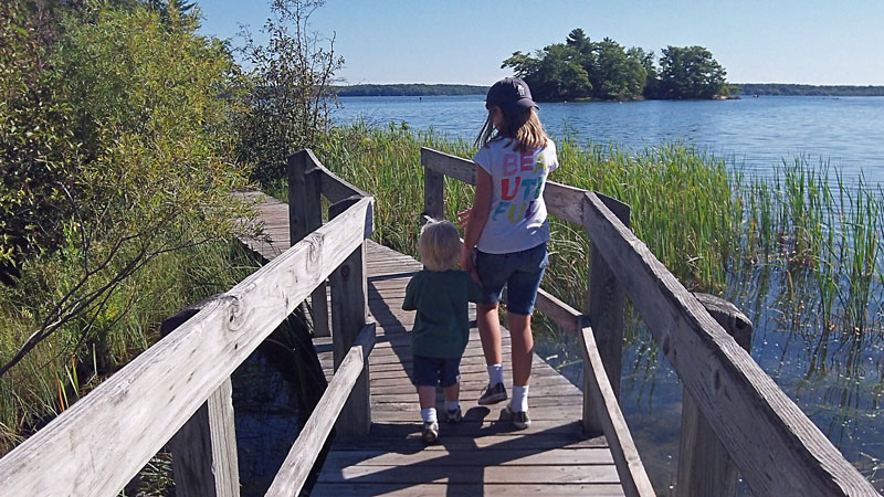 hiking the island trail at ludington state park