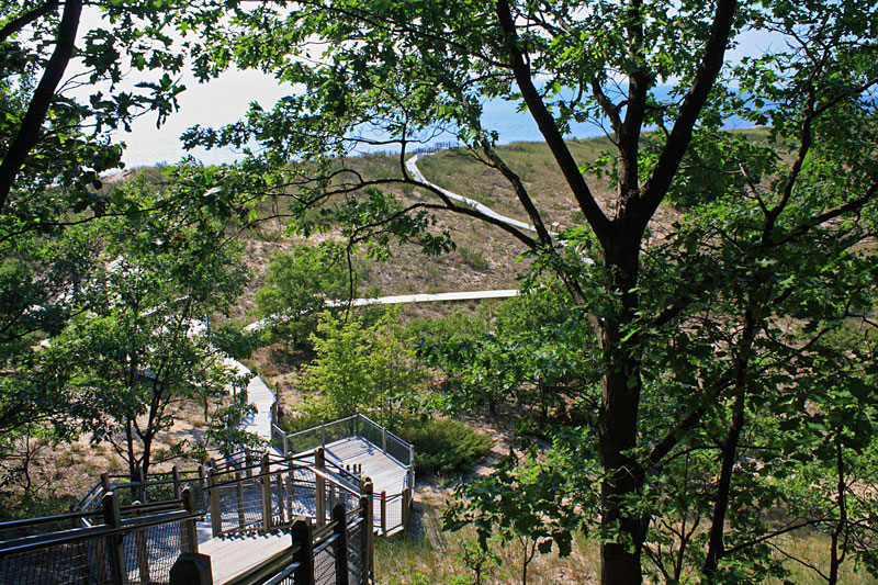 the stairs heading down to the beach at rosy mound