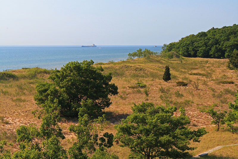 freighter leaving the grand haven harbor