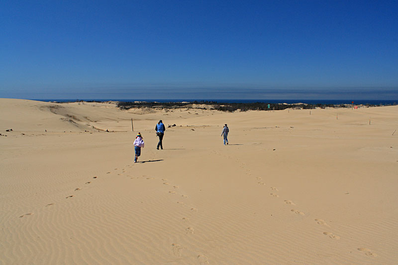 heading up into the sand dunes