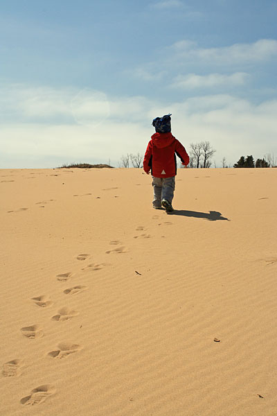 little foot prints in the sand dunes