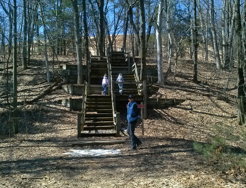 the stairs heading into the dunes at silver lake