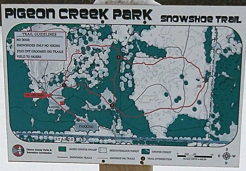 the snowshoe trail at pigeon creek park