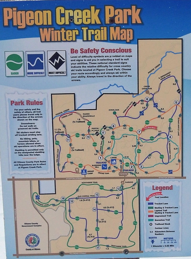 pigeon creek xc skiing trail map