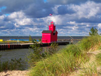 big red lighthouse holland