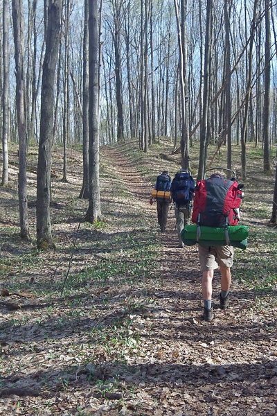 climbing on the trail up from the river valley