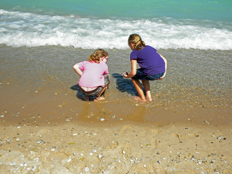 looking for rocks at the glen haven beach