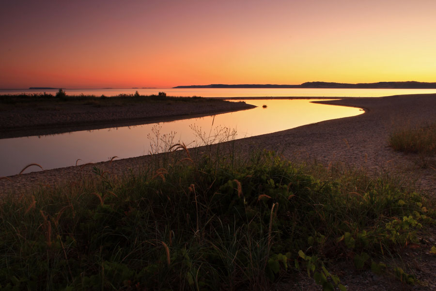 sunrise at platte river point in sleeping bear dunes national lakeshore